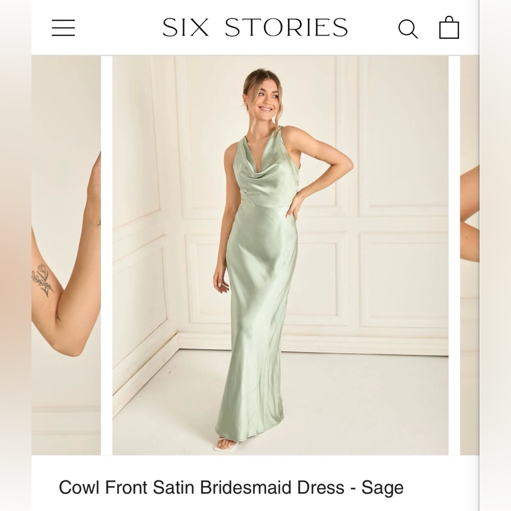 Six stories cowl front bridesmaid dress